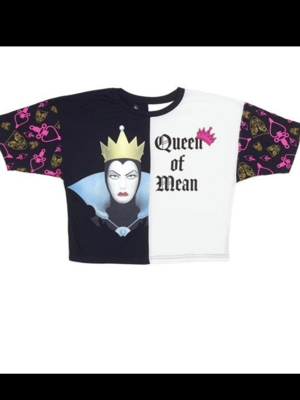 Disney Queen of Mean Two-Tone Graphic Tee - Black, White & Pink